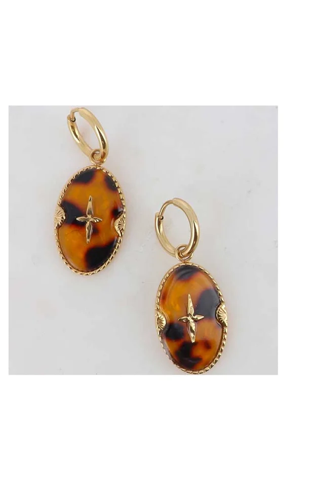 Boucles d’oreilles Will – Acier inoxydable doré & acétate