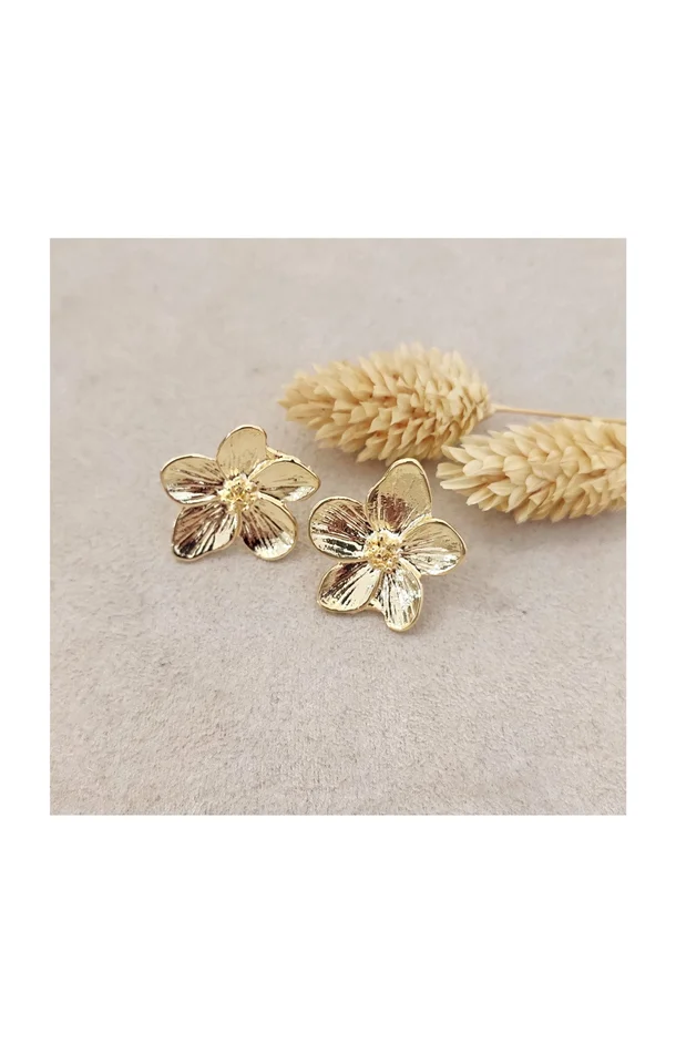 Boucles d’oreilles marguerite – Laiton plaqué or