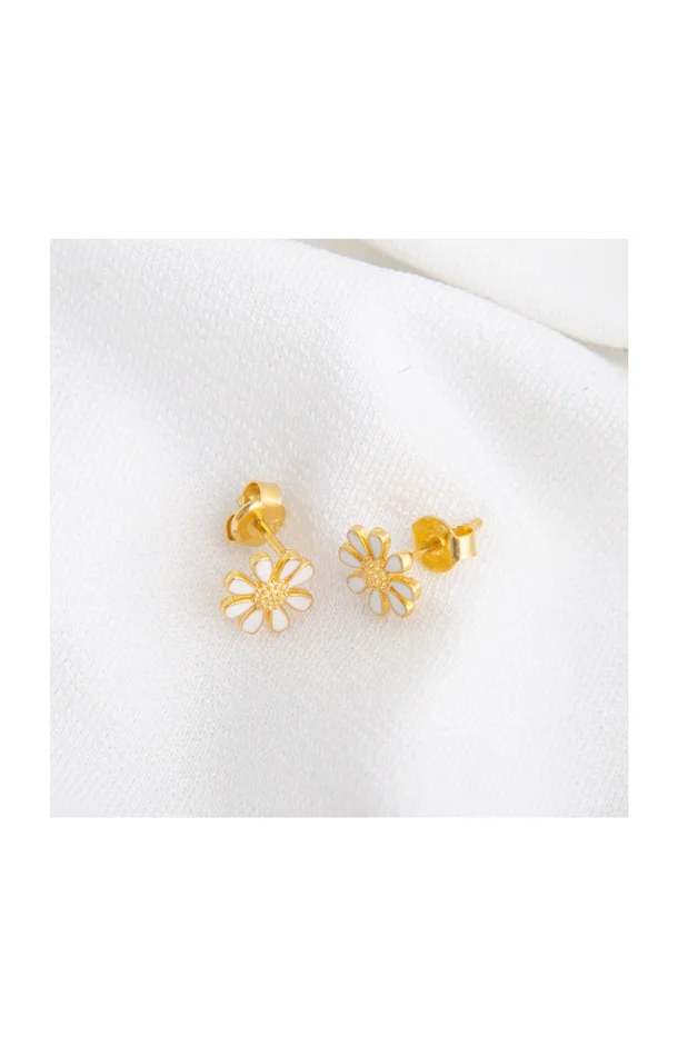 Boucles d’oreilles marguerite dorée – Argent 925 plaqué or