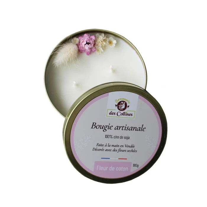 Bougie artisanale fleurie – Fleur de coton