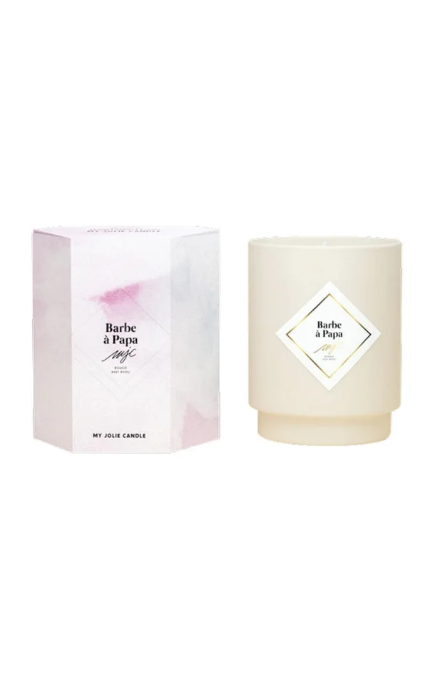 Bougie parfumée – Barbe à papa – Collier acier inoxydable argenté – 250 g