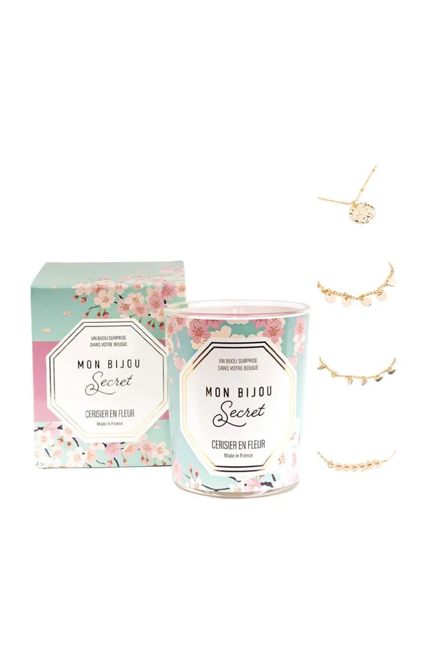 Bougie parfumée – Cerisier – Bracelet laiton doré – 40h