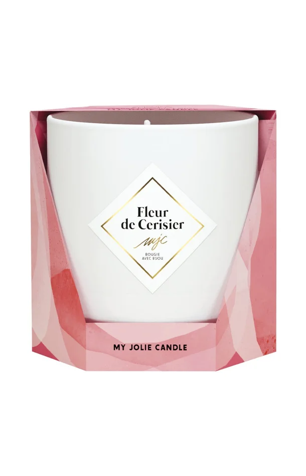 Bougie parfumée – Fleur de cerisier – Collier acier inoxydable doré & noir – 200 g