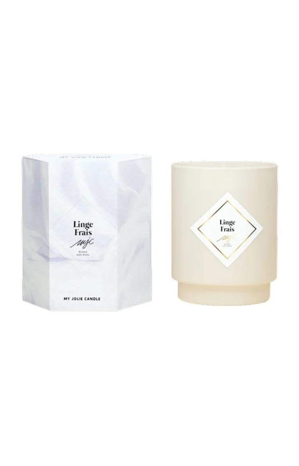 Bougie parfumée – Linge frais – Collier acier inoxydable argenté – 250 g