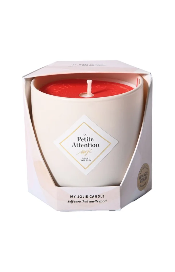 Bougie parfumée – Petite attention – Bracelet acier inoxydable doré & rouge – 200 g
