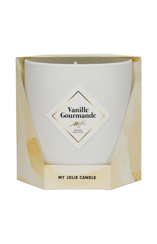 Bougie parfumée – Vanille gourmande – Collier acier inoxydable doré & noir – 200 g