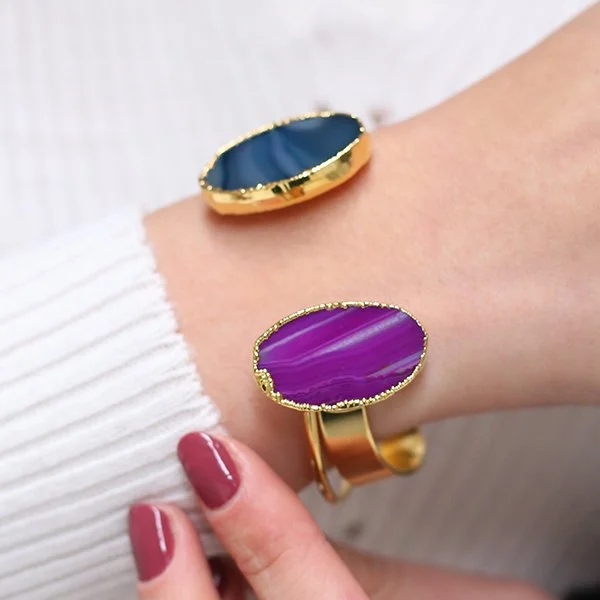 Bracelet – Laiton plaqué or & agate
