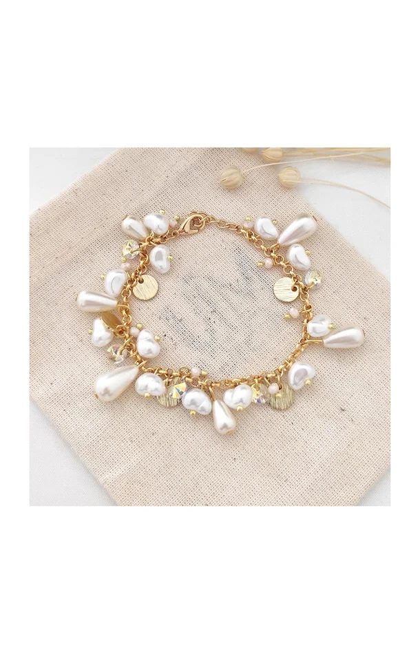 Bracelet – Laiton plaqué or & perles de cultures
