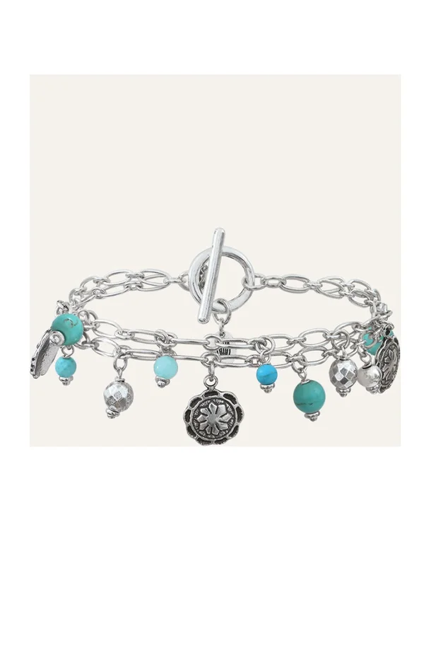 Bracelet Amazones – Métal argenté & perles