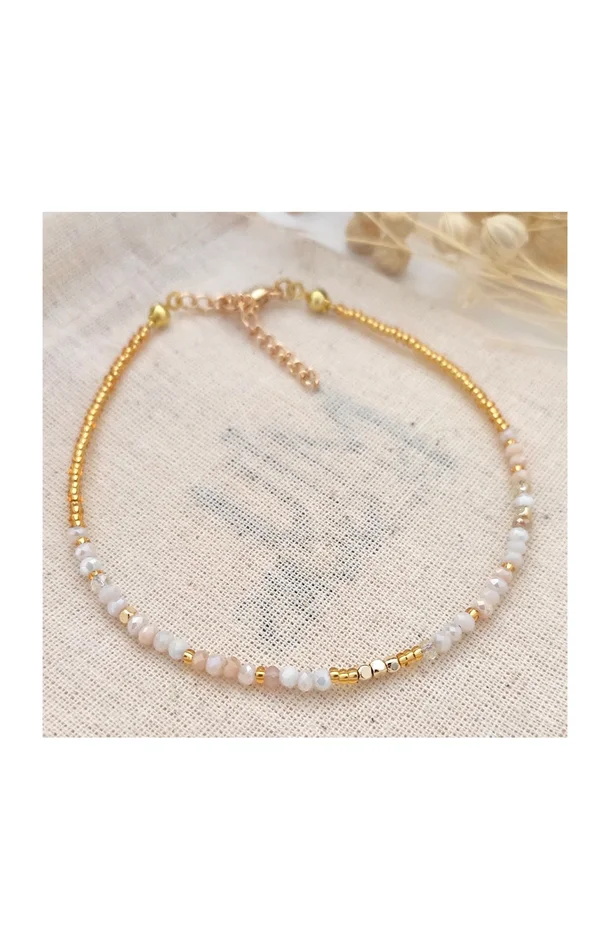 Bracelet de cheville – Laiton plaqué or & cristaux