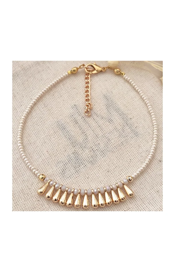Bracelet de cheville gouttes d’eau – Laiton plaqué or