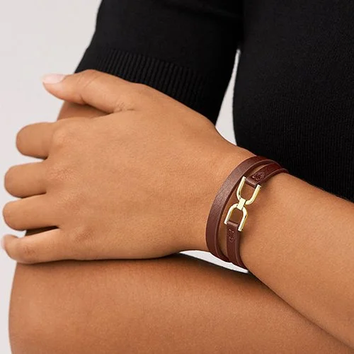 Bracelet en cuir – Rouge acajou