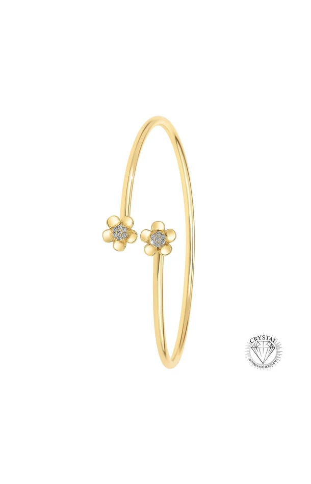 Bracelet fleurs – Alliage & cristaux – Doré