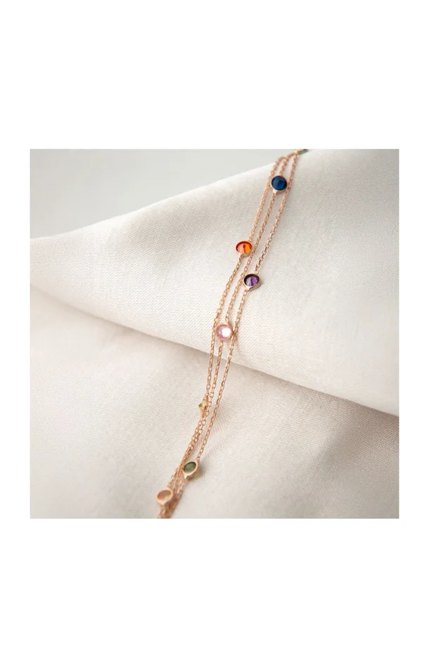 Bracelet multi-rangs doré rose – Argent 925 plaqué or rose & zircon