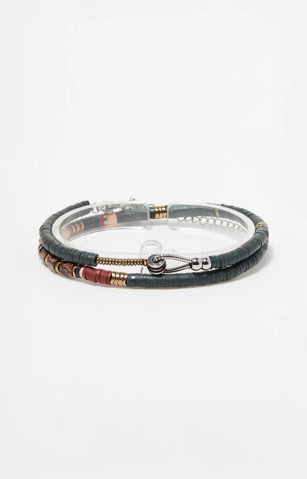 Bracelet multi-tours – Acier inoxydable – Gris