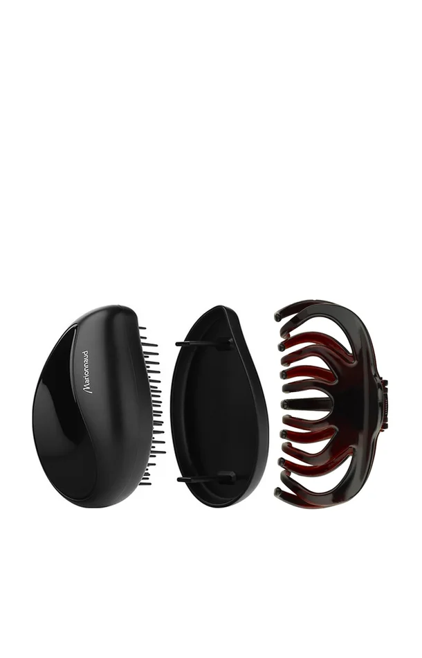 Brosse & pince à cheveux – Noir & Marron