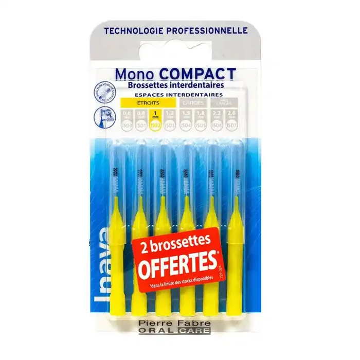 BROSSETTES INTERDENTAIRES MONO COMPACT 1MM 4+2 OFFERTES INAVA