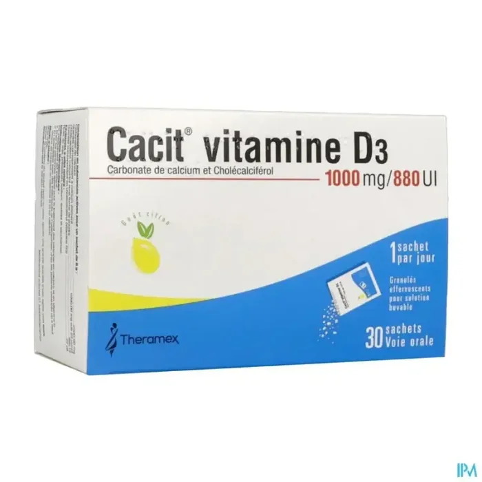 Cacit vitamine d3 1000mg/880ui granules effervescent sachet 30