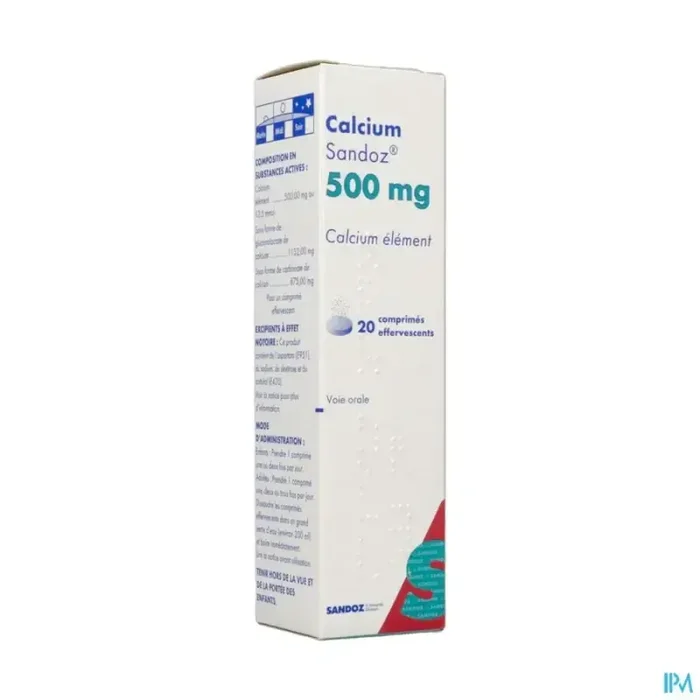 Calcium sandoz 500mg comprimé effervescent 20
