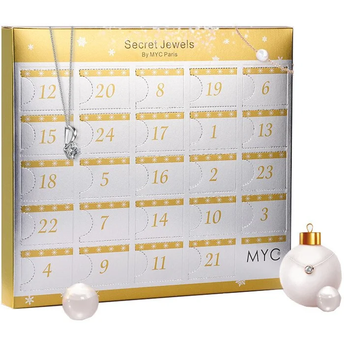 Calendrier de l’Avent – Miss Noël – laiton plaqué rhodium argenté & laiton plaqué or rose 18 k