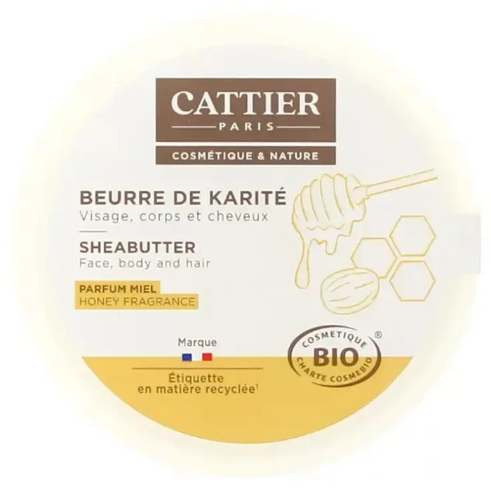 Cattier Beurre de Karité Parfum Miel Visage Corps Cheveux Bio 100 g