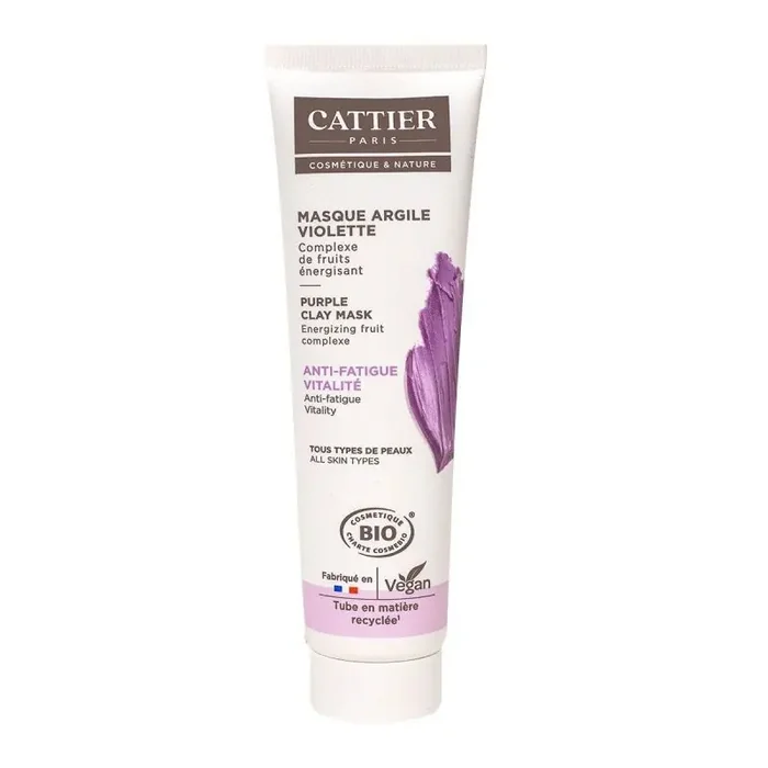 Cattier Masque Argile Violette bio 100 mL – Anti-fatigue et vitalité