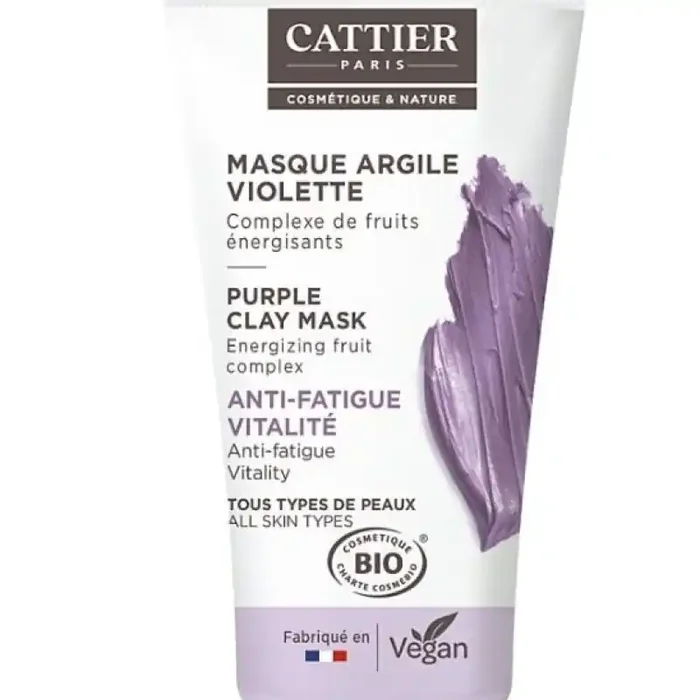 Cattier Mini Masque Argile Violette 30 mL – Anti-fatigue et Vitalité
