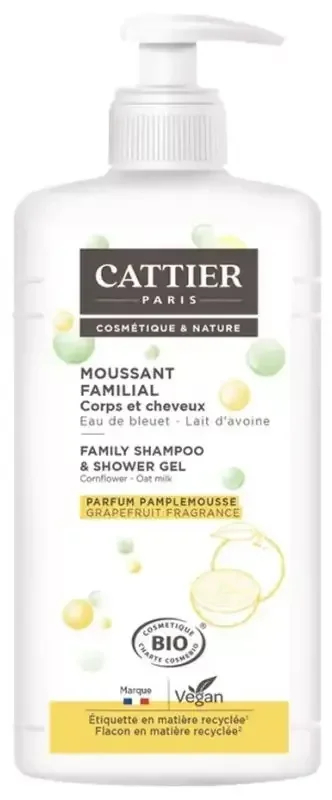 Cattier Moussant Familial Parfum Pamplemousse Corps et Cheveux 1 L
