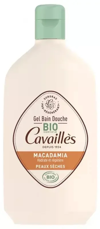 Cavaillès Gel Bain et Douche Huile de Macadamia Peaux Sèches Bio 400 ml