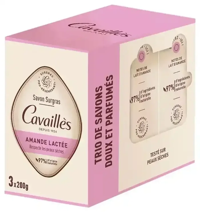 Cavaillès Savon Surgras Amande Lactée Peaux Sèches 3 x 200 gr