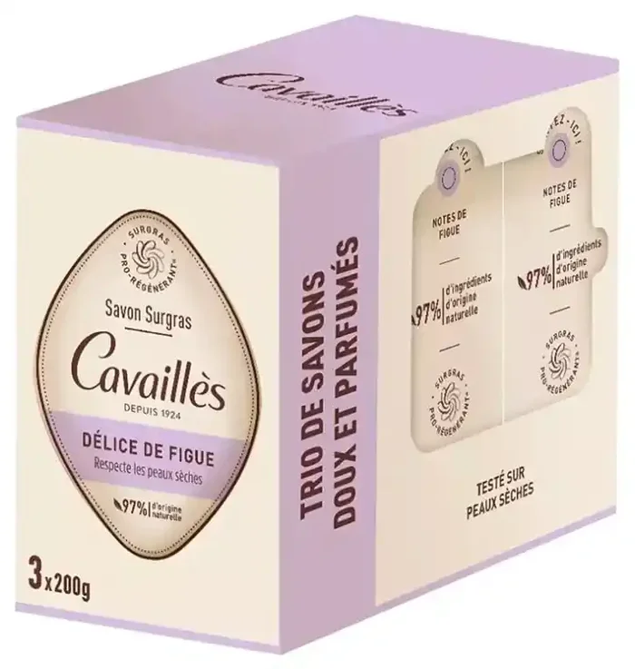 Cavaillès Savon Surgras Délice de Figue Peaux Sèches 3 x 200 gr