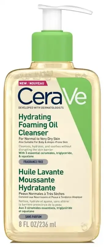 Cerave Huile Lavante Moussante Hydratante 236 ml Pour Les Peaux Normales à Trèsèches Les Peaux à Tendance Atopique