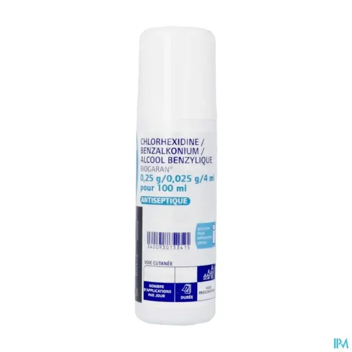 Chlorhexidine benzalkonium alcool benzylique biogaran solution pour application locale 100ml