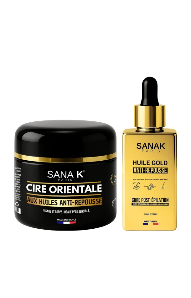 Cire orientale 300g & huile post épilation – Anti-repousse – Visage & corps