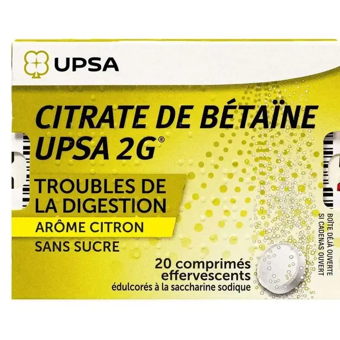 Citrate de Bétaïne UPSA Citron – 20 comprimés effervescents sans sucre