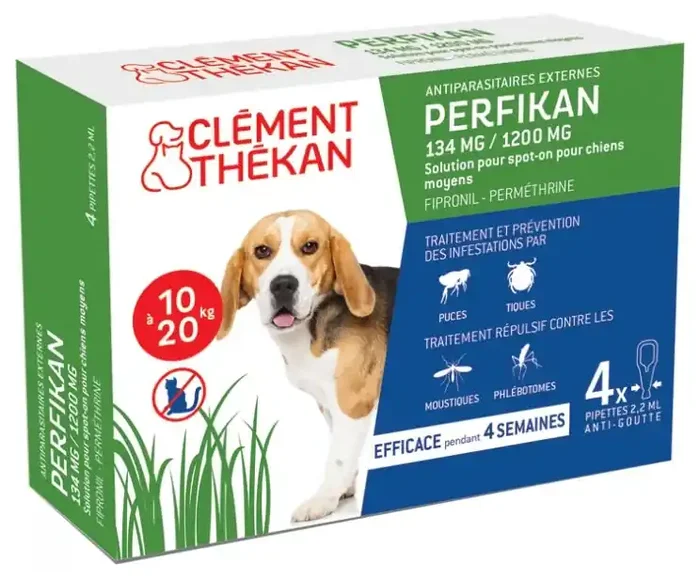 Clément Thékan anTi-Puces Anti-Tiques Chien 10-20Kg 4 Pipettes