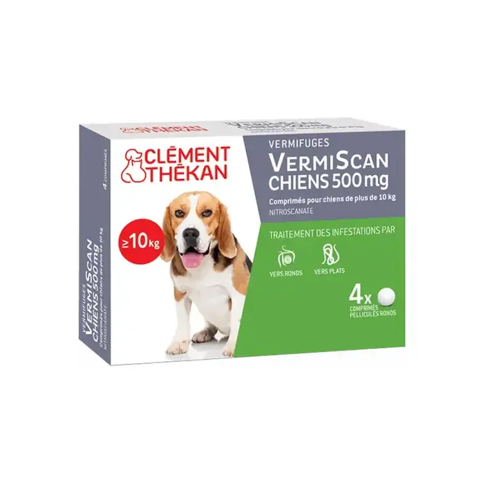 Clement Thekan vermiscan vermifuges chiens 500mg 4 comprimes