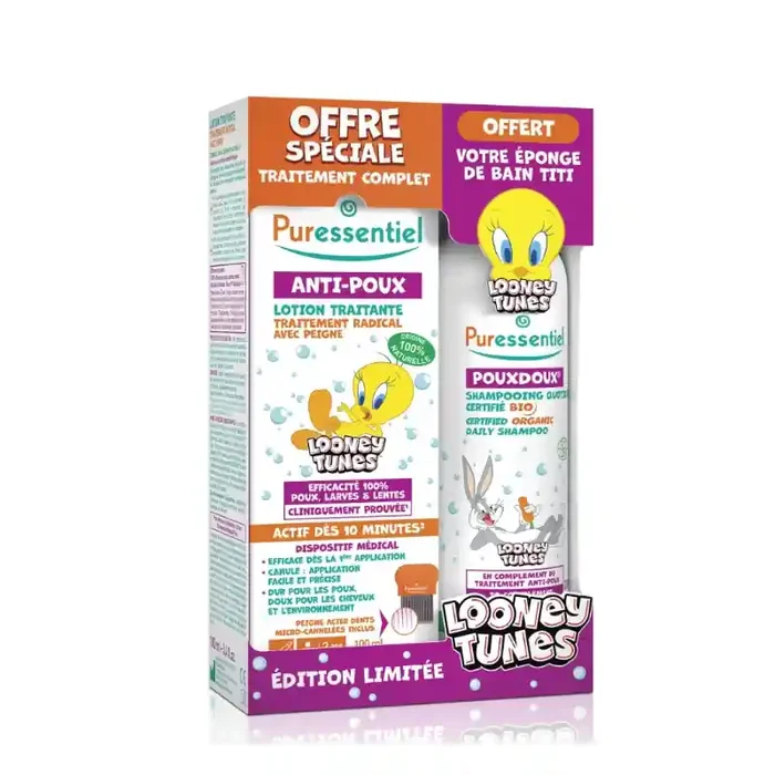 COFFRET ANTI POUX LOTION + SHAMPOOING LOONEY TUNES PURESENTIEL