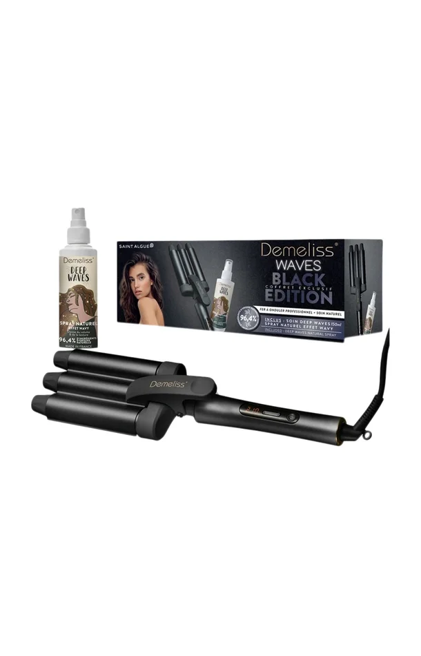Coffret boucleur & soin texturisant – Waves Black – 2 produits