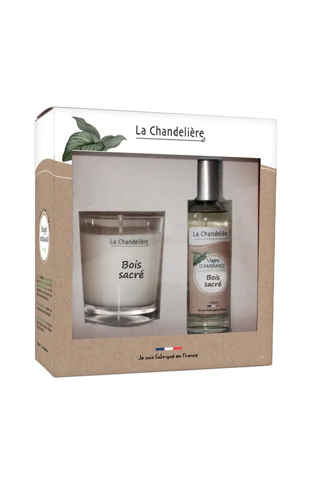 Coffret bougie & parfum d’intérieur – Bois sacré