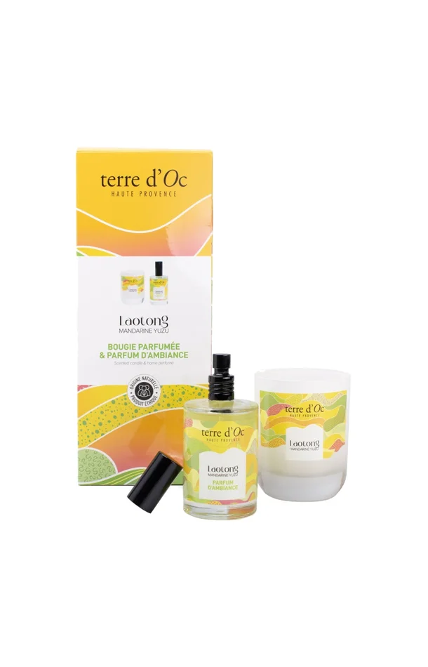 Coffret bougie parfumée & parfum d’ambiance – Mandarine & yuzu – 2 produits