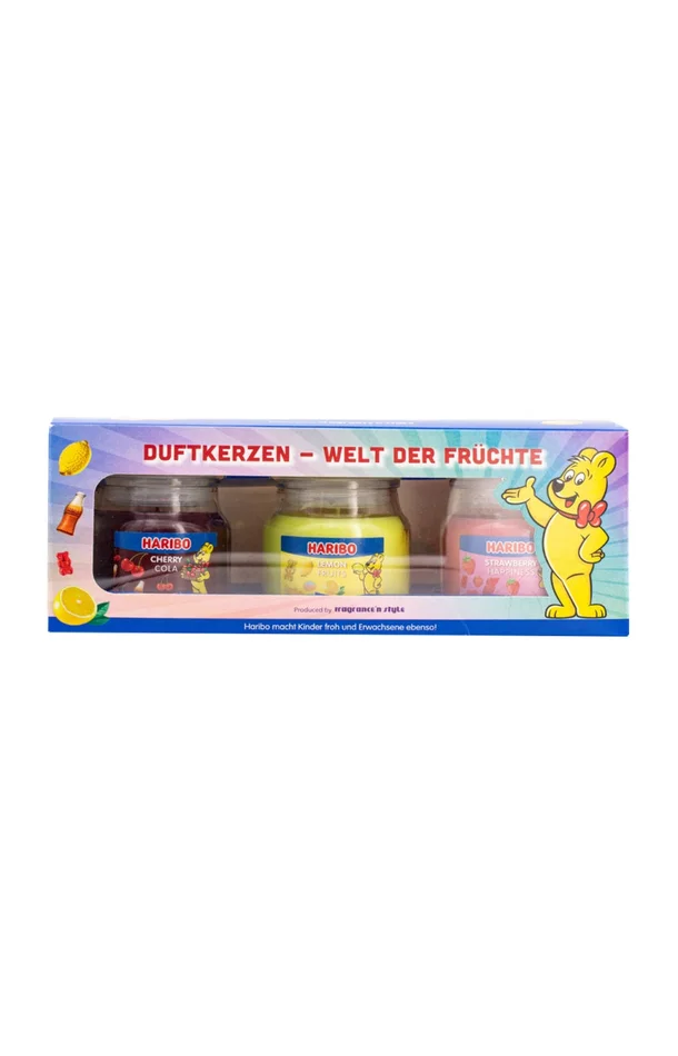 Coffret bougies parfumées – Citron, cerise & fraise – 3 x 85 g