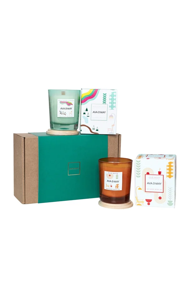 Coffret bougies parfumées – Northern Lights & Coziness – 2 x 180 g