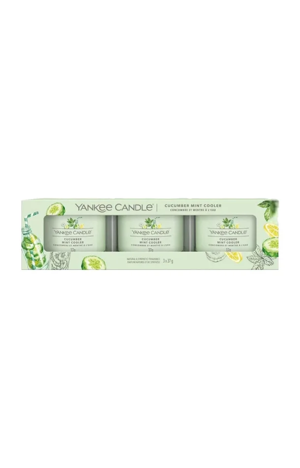Coffret bougies votives – Concombre & menthe à l’eau – 3 x 37 g