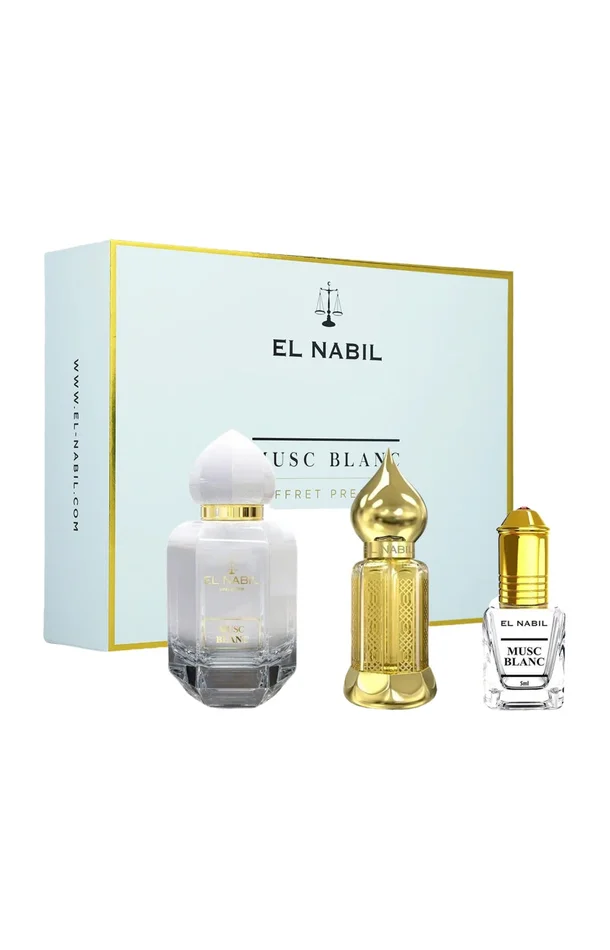 Coffret parfumé Musc Blanc Prestige – Floral – 3 produits