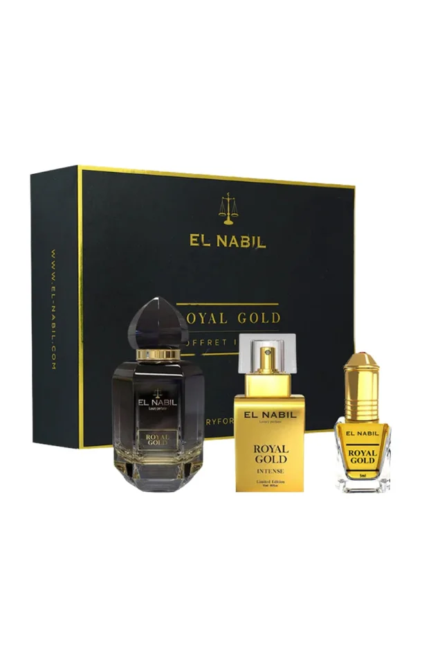 Coffret parfumé Royal Gold Intense – Oriental floral – 3 produits