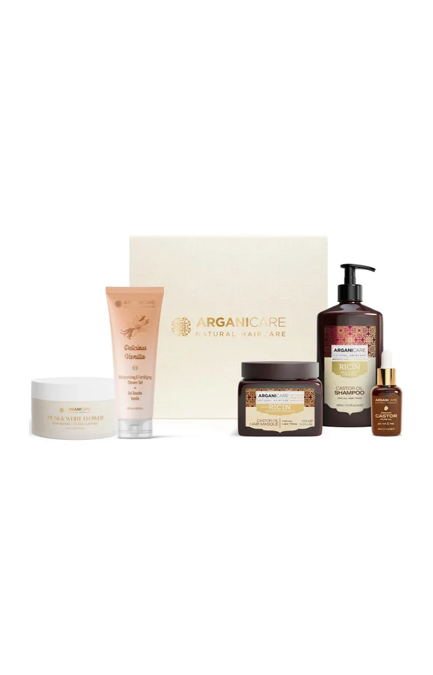 Coffret Pousse de Cheveux & Bien-Être – Huile de Ricin – 5 produits
