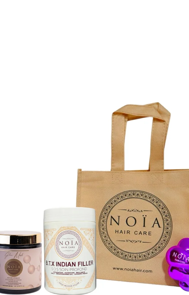 Coffret réparation & hydratation – Acide hyaluronique & ginseng – Cheveux abîmés – 4 produits