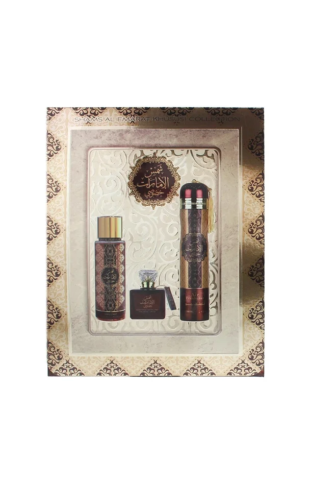Coffret Sham Al Emarat Khususi Eau de parfum – Oriental – 3 produits