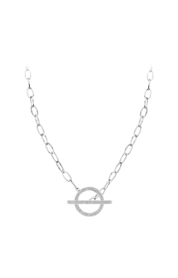 Collier – Acier inoxydable & cristaux – Argenté